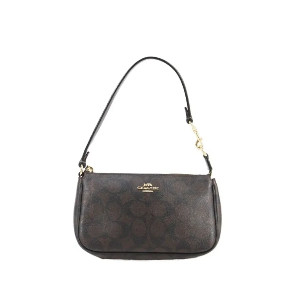 Coach Womens Nolita Signature Coated Canvas Zip Handbag Brown